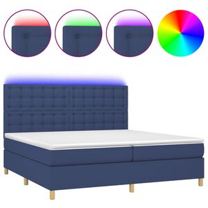 vidaXL Boxspring met matras en LED stof blauw 200x200 cm