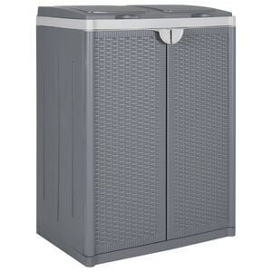 vidaXL Vuilnisbak met 2 deuren 65x45x88 cm PP grijs