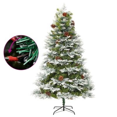 vidaXL Kerstboom met LED's en dennenappels 225 cm PVC en PE groen