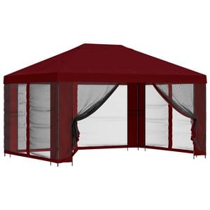 vidaXL Tuin Gazebo met Zijwanden 4 &times; 3 m Bordeauxrood