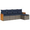 vidaXL 5-delige Loungeset met kussens poly rattan grijs