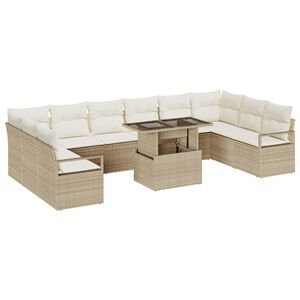 vidaXL Tuin Sofa Set 11 pcs beige en cr&egrave;mekleurig poly rattan