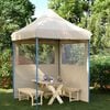 vidaXL Partytent inklapbaar pop-up met 2 zijwanden beige
