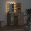 vidaXL Make-up tafel set met LED 2 pcs Sonoma Eiken Bewerkt hout