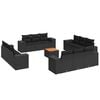 vidaXL 13-delige Loungeset met kussens poly rattan zwart