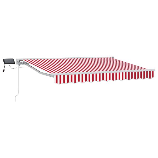 vidaXL Handmatige Luifelhouder met LED's Rood en Wit 3,5 x 2,5 m