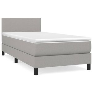 vidaXL Boxspring met matras stof lichtgrijs 100x200 cm