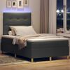 vidaXL LED Box Spring Bed met matras Donkergrijs 120 x 200 cm Stof