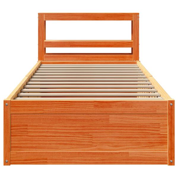 vidaXL Bedframe met hoofdbord massief grenenhout wasbruin 100x200 cm