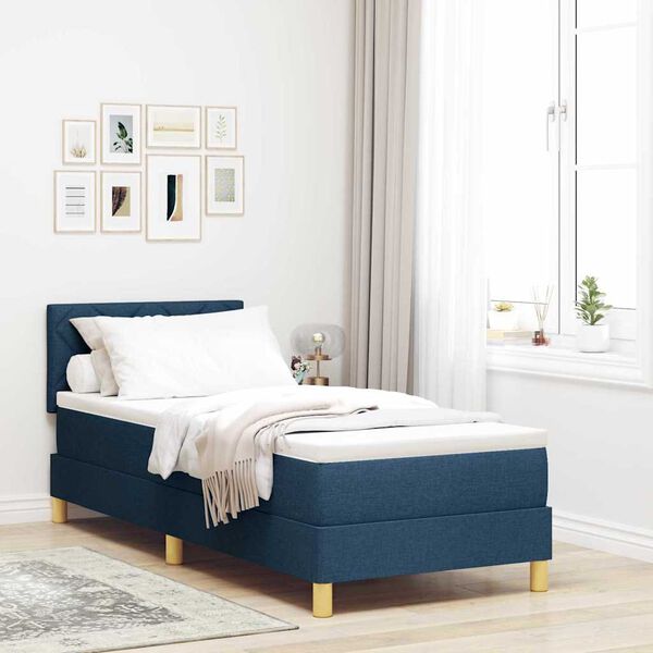 vidaXL LED Box Spring Bed met matras met LED Blauw 80 x 200 cm Stof