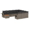 vidaXL 11-delige Loungeset met kussens poly rattan grijs