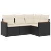 vidaXL 4-delige Loungeset met kussens poly rattan zwart