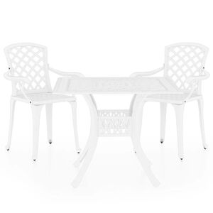 vidaXL 3-delige Bistroset gietaluminium wit