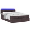vidaXL Bed poef met matras en LED's 140x190 cm stof donkerbruin