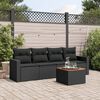 vidaXL 5-delige Loungeset met kussens poly rattan zwart