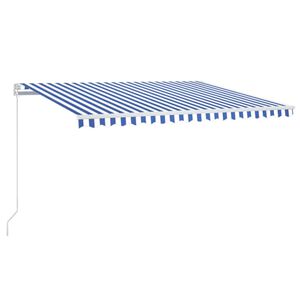 vidaXL Luifel handmatig uittrekbaar met LED 400x300 cm blauw en wit