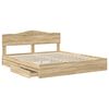 vidaXL Opslag bed met lade Sonoma Eiken 180 x 200 cm Bewerkt hout