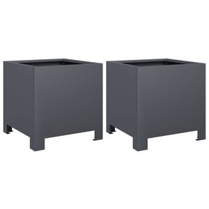 vidaXL Plantenbakken 2 st 30x30x30 cm staal antracietkleurig