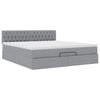vidaXL Ottoman bed met matras 200x200 cm stof lichtgrijs