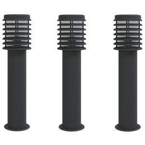 vidaXL Vloerlamp voor buiten 3 st 60 cm roestvrij staal zwart