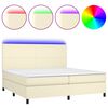 vidaXL Boxspring met matras en LED kunstleer cr&egrave;mekleurig 200x200 cm