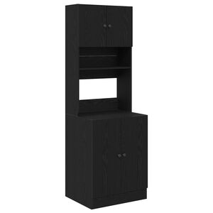 vidaXL Keukenbuffet met plank 2 pcs Zwart Eiken 60 x 50 x 180 cm