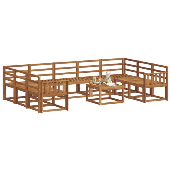 vidaXL Buiten bankenset 10 pcs Naturel Massief Acaciahout