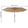 vidaXL Parasol met LED-verlichting 400 cm taupe