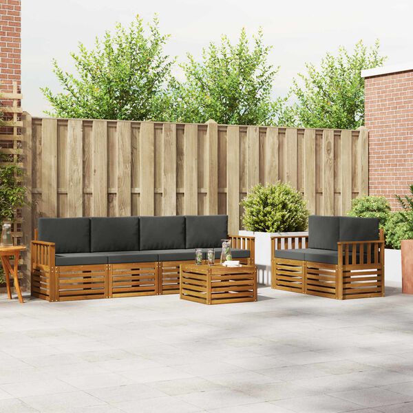 vidaXL Buiten bankenset Natuurlijk en Antraciet Massief Acaciahout