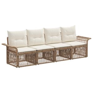 vidaXL Tuinbankenset 4 st Beige poly rattan