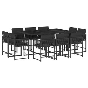 vidaXL 11-delige Tuinset met kussens poly rattan zwart
