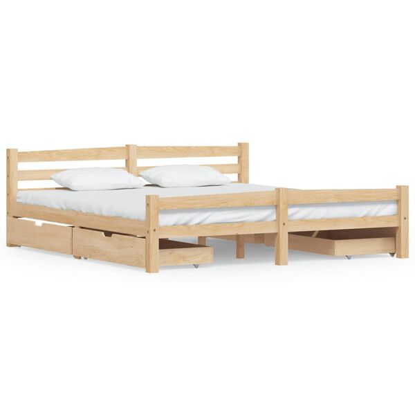 vidaXL Bedframe met 4 lades massief grenenhout 180x200 cm