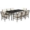 vidaXL 9-delige Tuinset met kussens poly rattan bruin