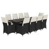 vidaXL 11-delige Bistroset met kussens poly rattan zwart