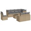 vidaXL 9-delige Loungeset met kussens poly rattan beige