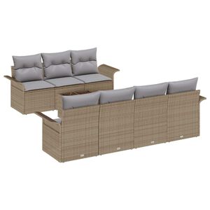 vidaXL Tuinbankenset met kussen 8 pcs Beige en Grijs poly rattan