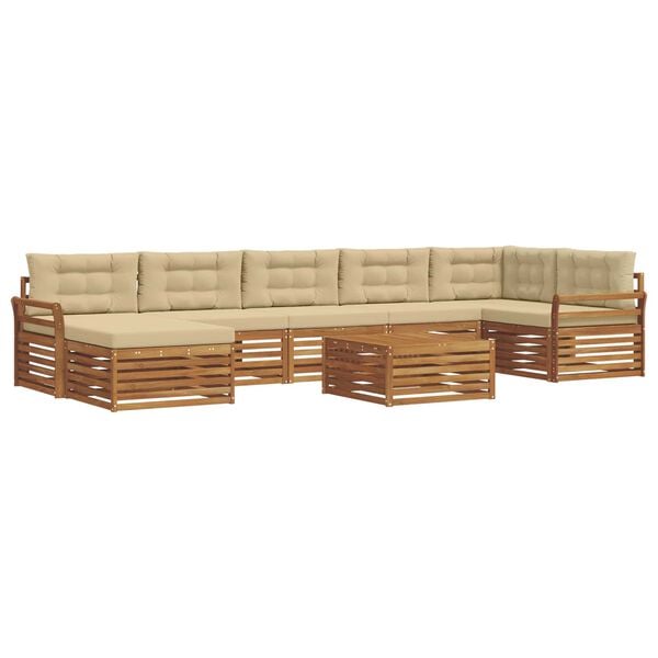 vidaXL Buiten bankenset 8 pcs Natuurlijk en Beige Massief Acaciahout