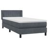 vidaXL Boxspring met matras fluweel donkergrijs 90x220 cm