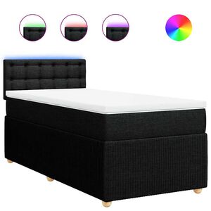 vidaXL Boxspring met matras stof zwart 80x200 cm