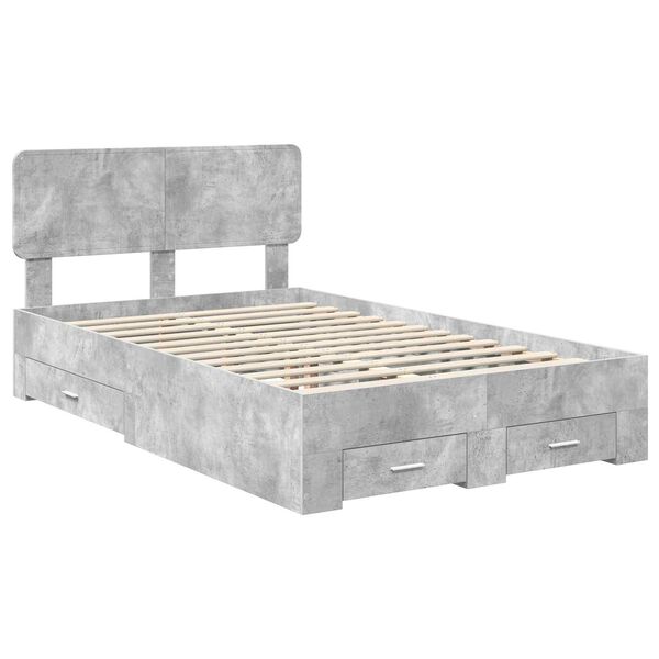 vidaXL Bedframe met hoofdeinde Beton Grijs 120 x 190 cm Bewerkt hout