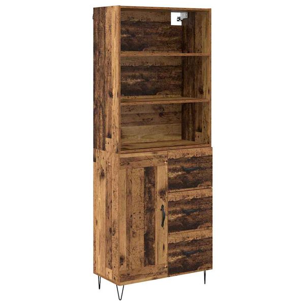 vidaXL Hoge kast met lade 2 pcs Oudhout Bewerkt hout