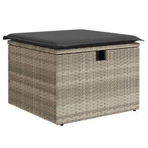 vidaXL Tuinkruk met kussen 55x55x37 cm poly rattan lichtgrijs