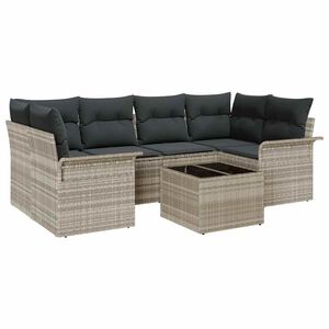 vidaXL Tuin Sofa Set 7 st Lichtgrijs poly rattan