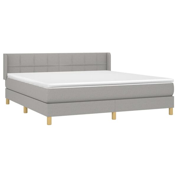 vidaXL Boxspring met matras stof lichtgrijs 180x200 cm
