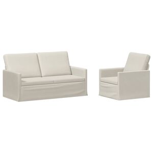 vidaXL Bankstel 2 pcs Cr&egrave;mekleurig fluweel