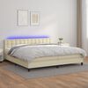 vidaXL Boxspring met matras en LED kunstleer cr&egrave;mekleurig 200x200 cm