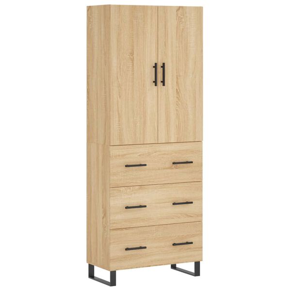 vidaXL Hoge kast 69,5x34x180 cm bewerkt hout sonoma eikenkleurig