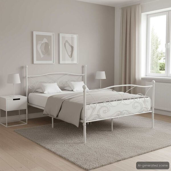 vidaXL Bedframe met lattenbodem metaal wit 180x200 cm