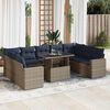vidaXL 10-delige Loungeset met kussens poly rattan acacia grijs