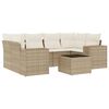 vidaXL 7-delige Loungeset met kussens poly rattan beige